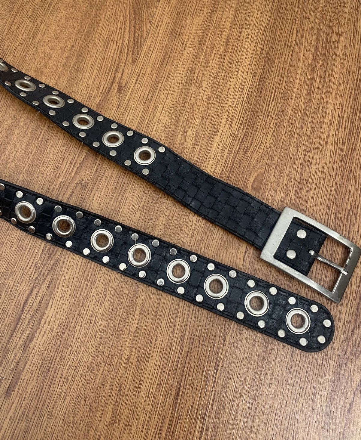 Japanese Brand Ringer square pattern black belt Size ONE SIZE - 2 Thumbnail