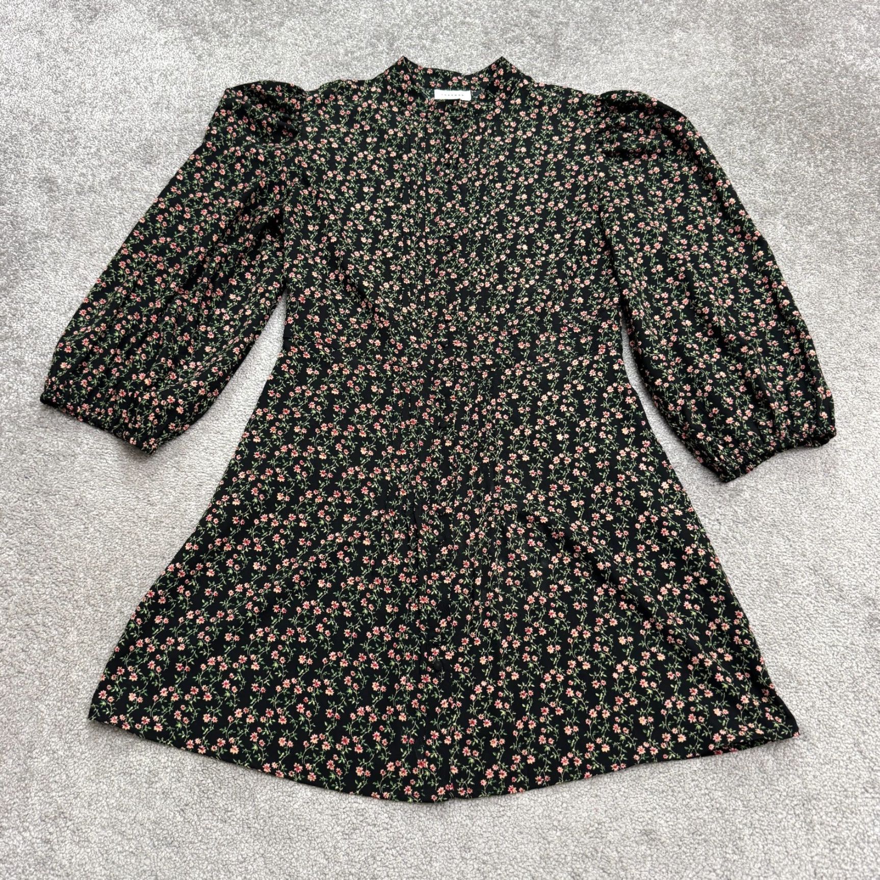 Topshop Topshop Dress Womens Mini Puff Sleeve High Neck Black Floral 8 Size M / US 6-8 / IT 42-44 - 2 Thumbnail