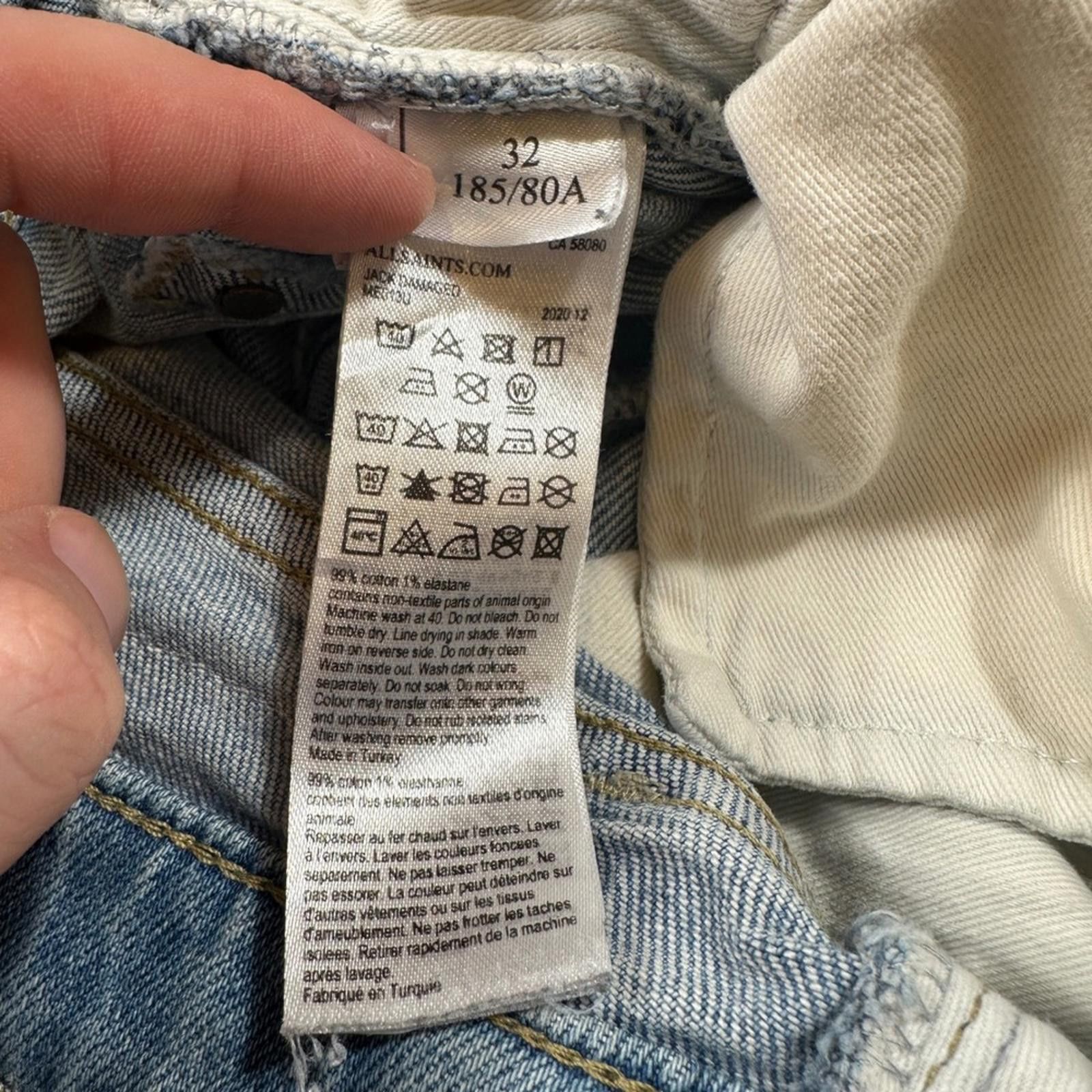 Allsaints ALLSAINTS Jack Mens Jeans 32 Light Wash Distressed Skinny Size US 32 / EU 48 - 7 Thumbnail
