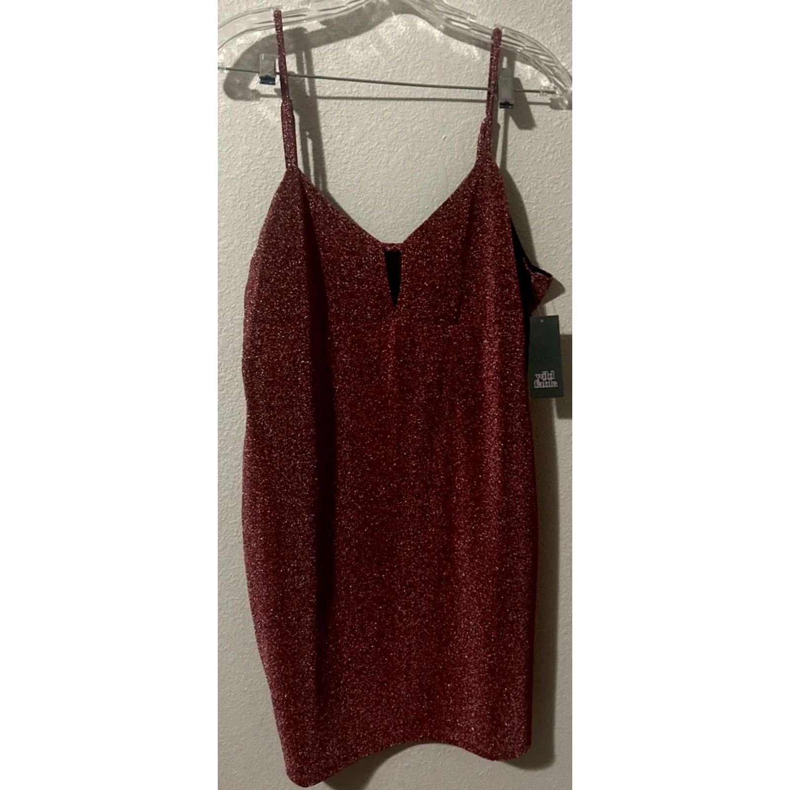 Vintage Wild Fable Mini Dress Shirt Sleeveless Pink XL Juniors Womens V-Neck Adjustable Straps Party Cocktail Wedding Summer Spring Fall Winter NWT Size XL / US 12-14 / IT 48-50 - 2 Thumbnail
