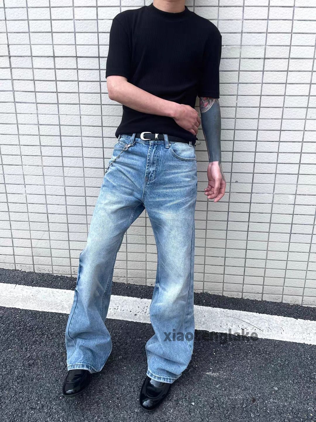 Jean Unisex washed faded cleanfit yuppie y2k flared jeans Size US 32 / EU 48 - 1 Thumbnail