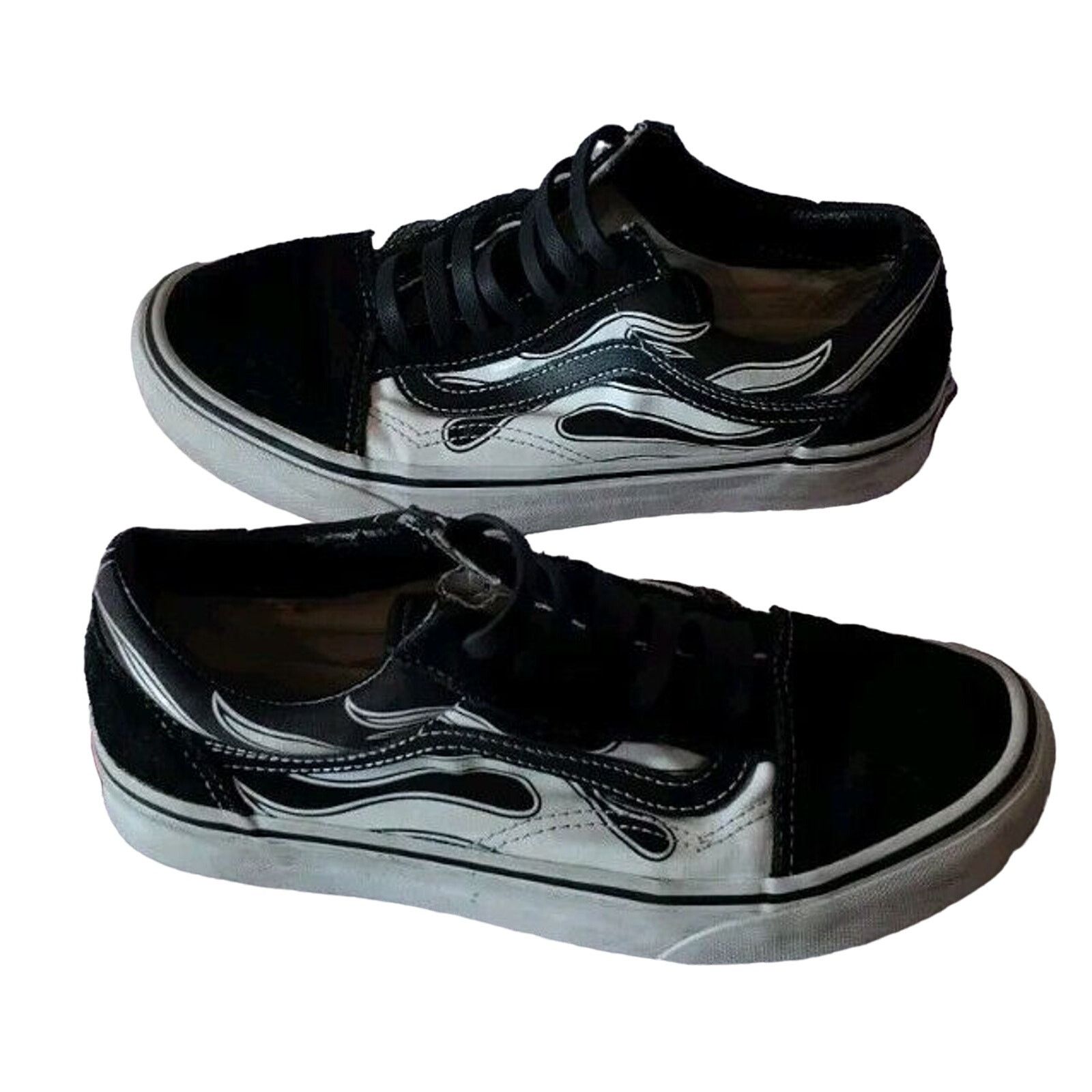 Vans Vans B/W Leather On Canvas Flames Skater Men’s Size US Men 5 Size US 5 / EU 37 - 1 Thumbnail