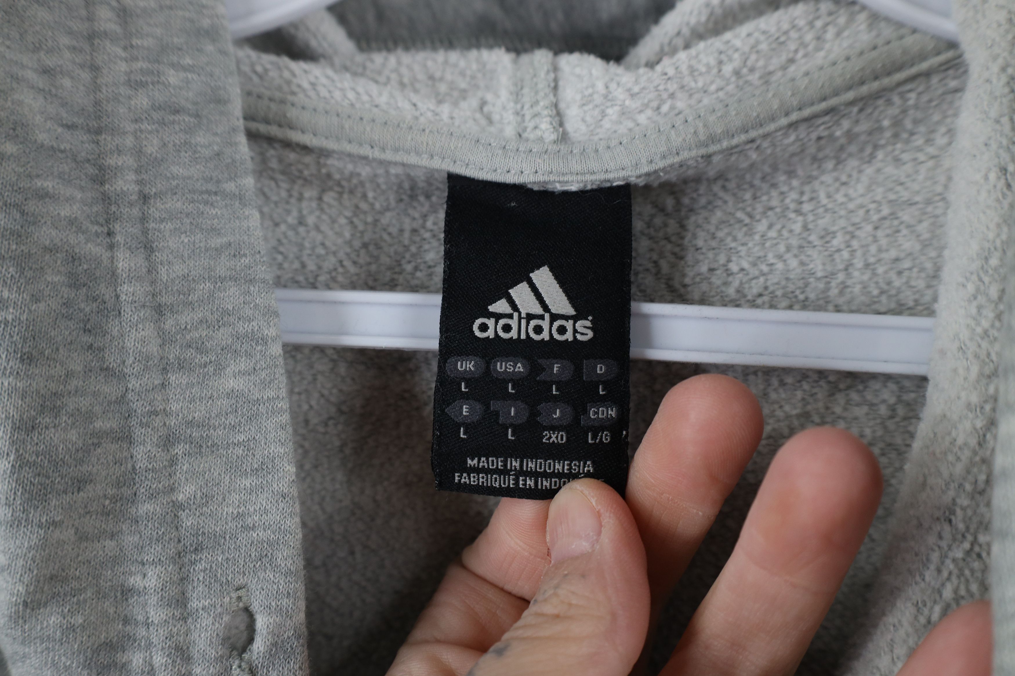 Adidas × Vintage Vintage Adidas Spell Out Striped Hoodie Sweatshirt Gray Size US L / EU 52-54 / 3 - 9 Thumbnail