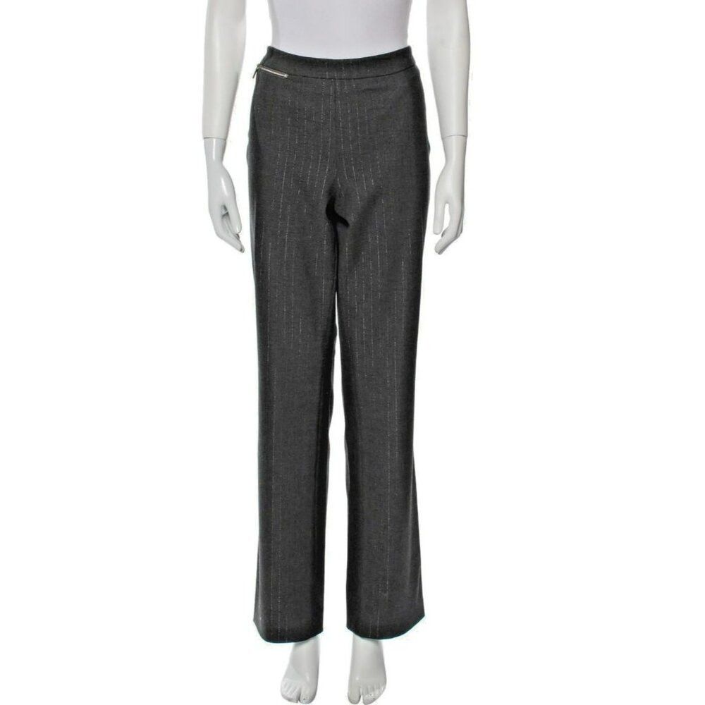 Versace Jeans Couture V2 Versace Classic Pants L Gray Pinstripe Wool Blend Straig Size 32" / US 10 / IT 46 - 1 Thumbnail