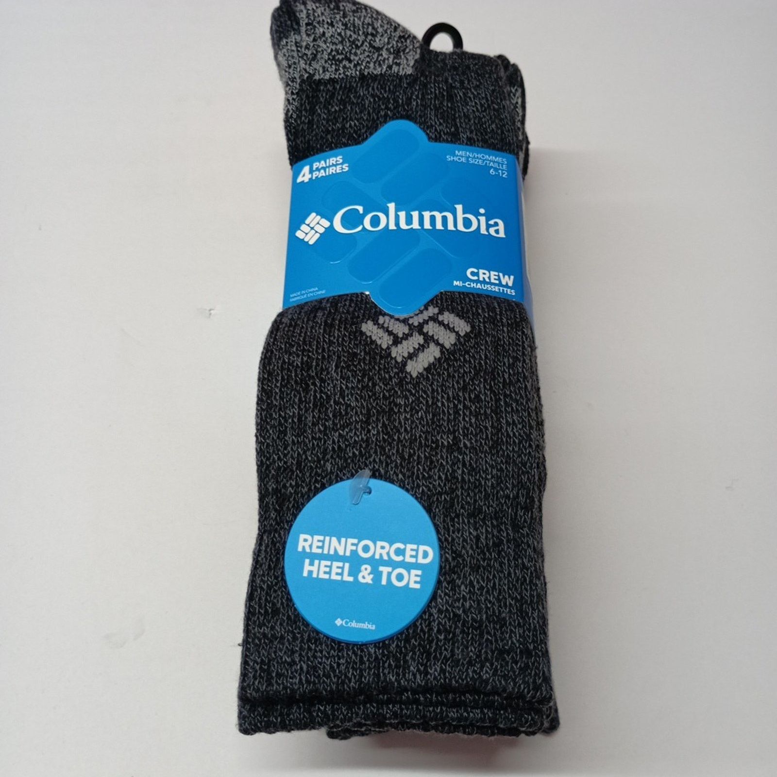 Columbia Columbia Black Heathered Crew Socks 4 Pairs Men's Size 6-12 Size ONE SIZE - 1 Thumbnail