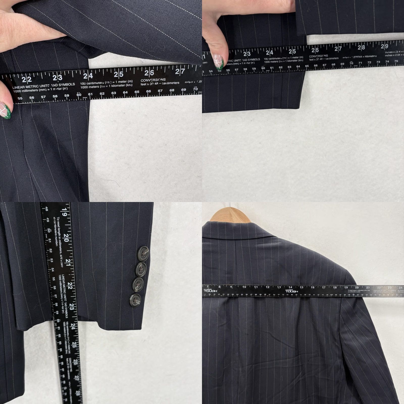 Ralph Lauren VINTAGE Lauren Ralph Lauren Blazer Mens 44R Navy Pinstripe Wool Suit Jacket Business Size 44R - 9 Thumbnail