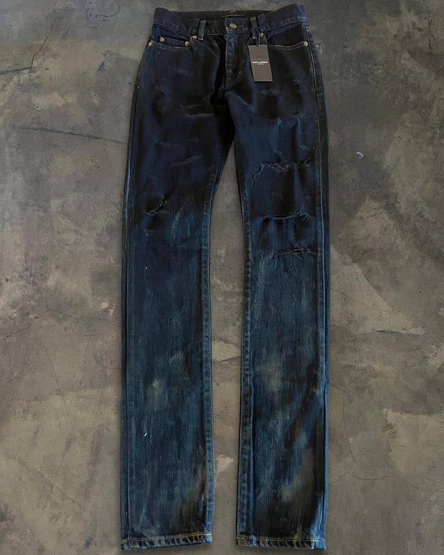Saint Laurent Paris SAINT LAURENT 2016 OIL STAINED DENIM Size US 26 / EU 42 - 1 Thumbnail