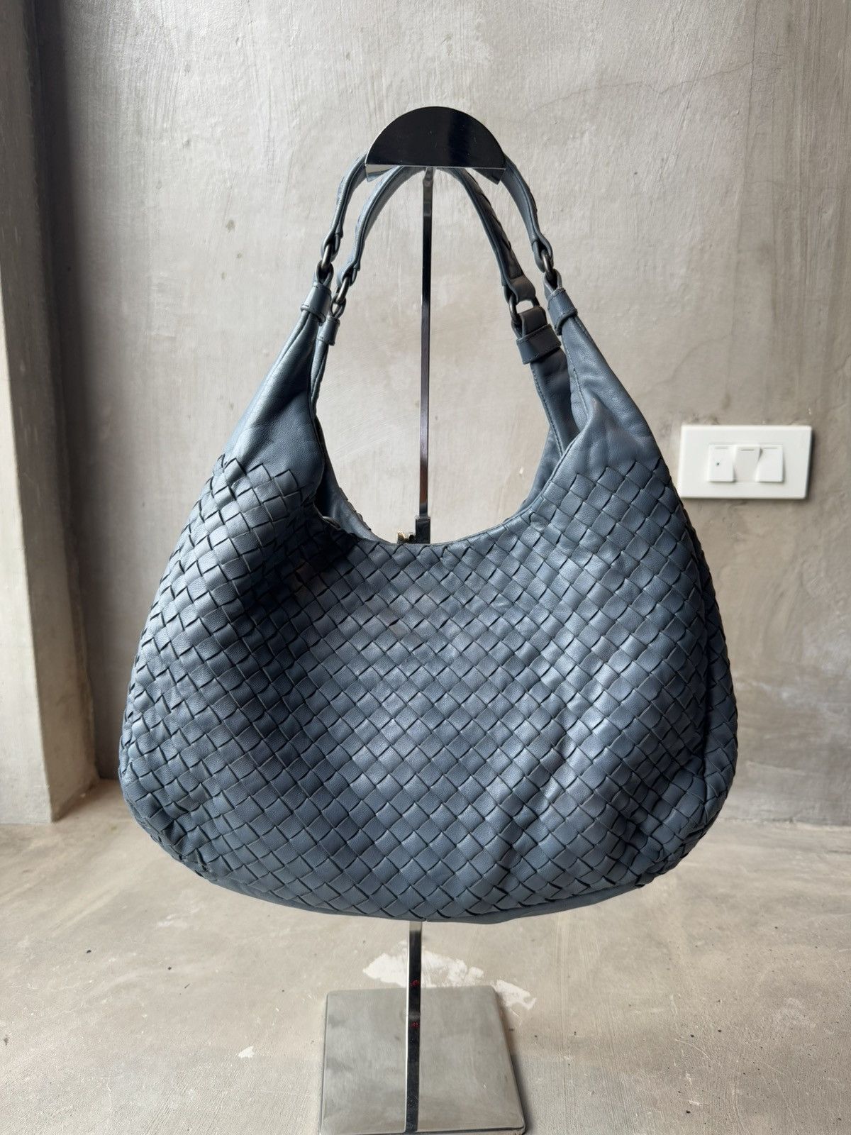 Bottega Veneta Bottega Veneta Blue Leather Intrecciato Campana Hobo Size ONE SIZE - 3 Thumbnail