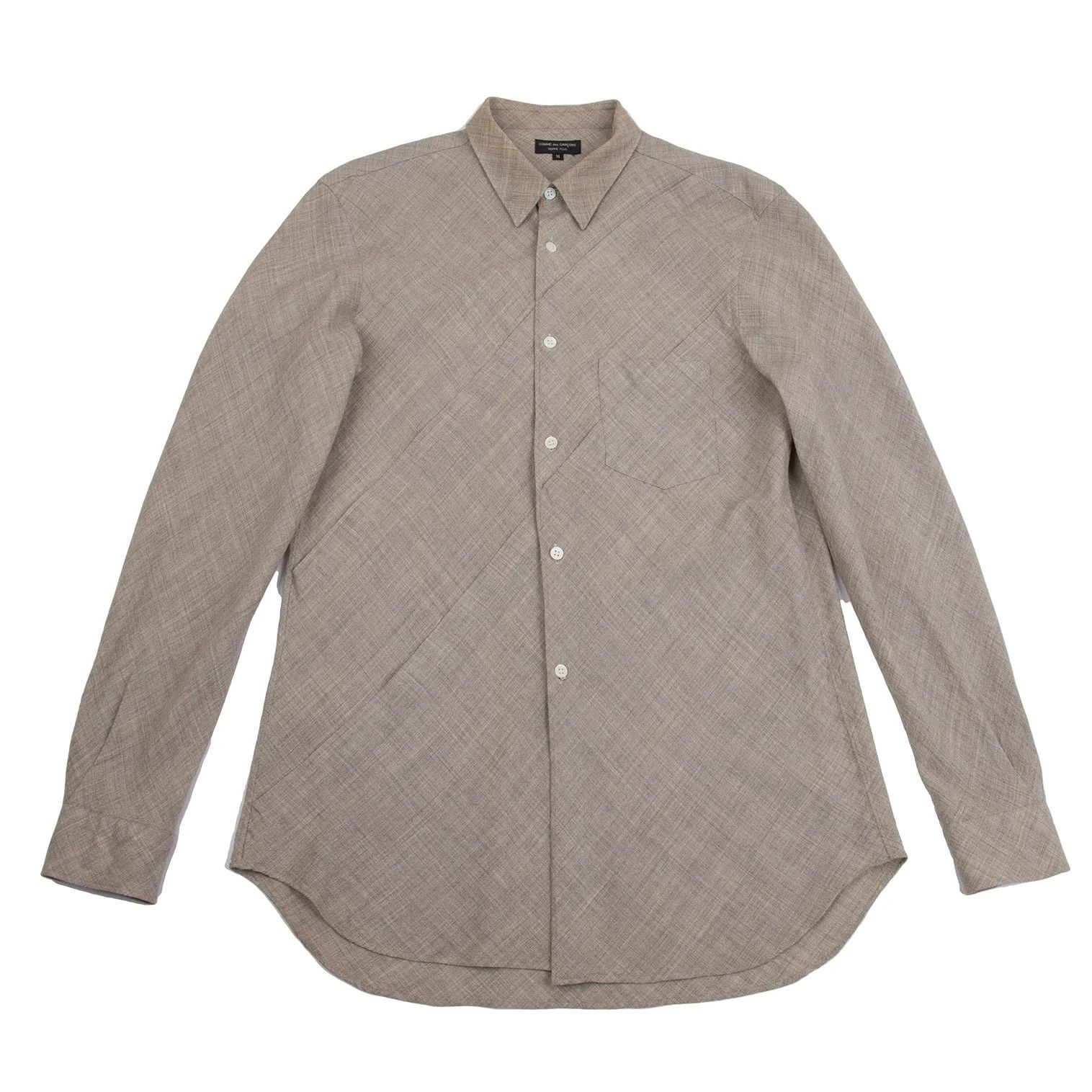 Comme des Garcons Homme Plus Bias Stack Design Shirt in Beige, Size M Size US M / EU 48-50 / 2 - 1 Thumbnail