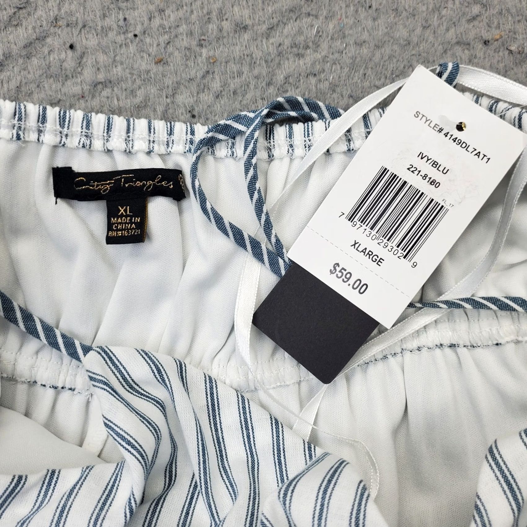 Vintage City Triangles Aruba Mini Dress Womens XL Blue White Striped Spaghetti Straps Size XL / US 12-14 / IT 48-50 - 3 Thumbnail