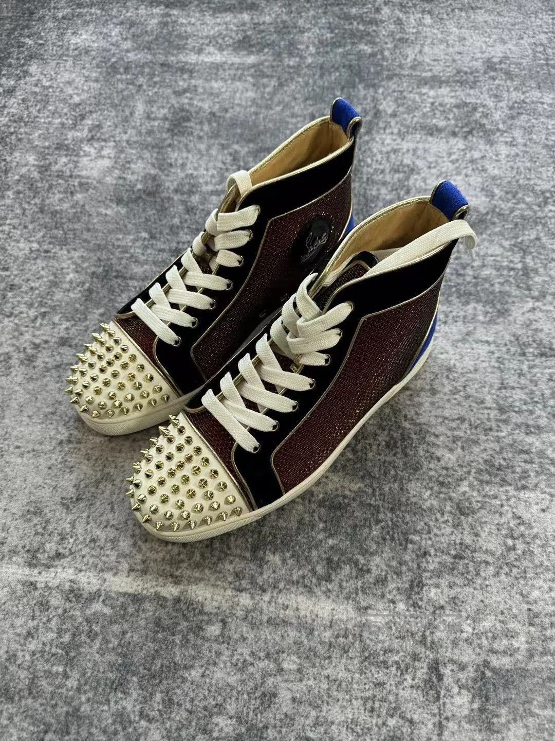 Christian Louboutin Christian Louboutin Red Blue Velvet High. Size US 6.5 / EU 39-40 - 2 Thumbnail