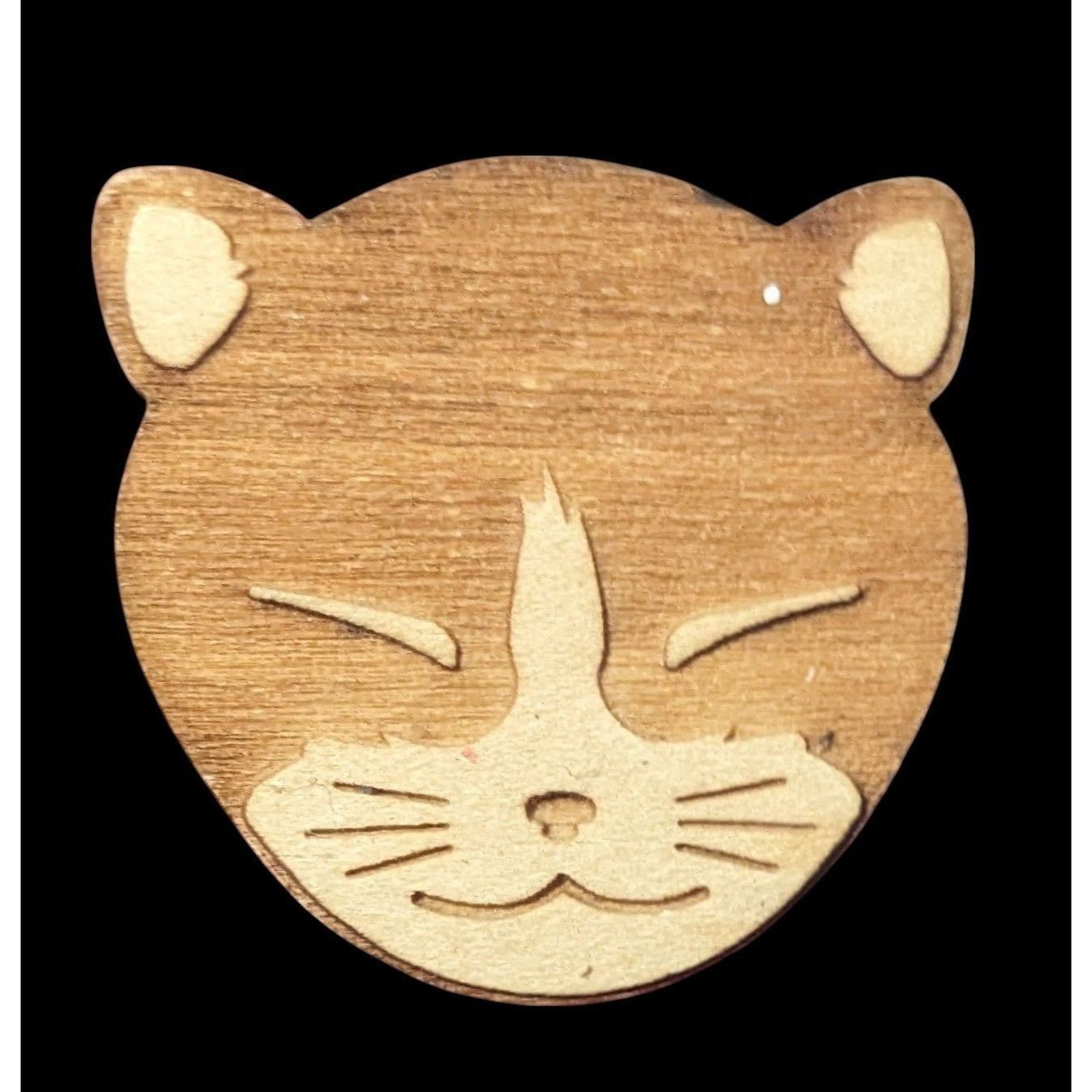 Other Laser Engraved Wooden Cat Shaped Lapel Pin Size ONE SIZE - 1 Thumbnail