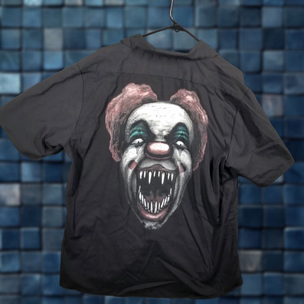 ESPIRIT Spirit Halloween Shirt Mens XL Black Scary Clown Costume Work Button Up Horror Size US XL / EU 56 / 4 - 1 Thumbnail