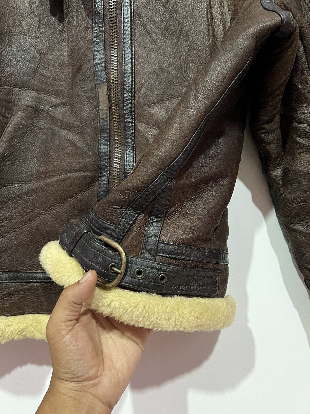 Other 🔥 U.S Army style B-3 leather Shearling sheepskin jacket Size US M / EU 48-50 / 2 - 10 Thumbnail