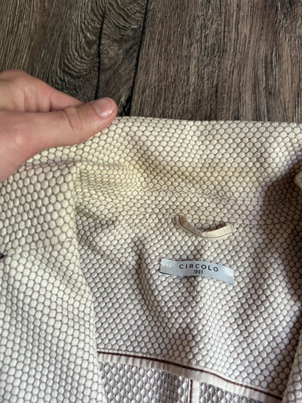 Circolo 1901 × Designer Circolo 1901 Women’s Cotton Blazer Jacket Textured Knit Size XL / US 12-14 / IT 48-50 - 5 Thumbnail