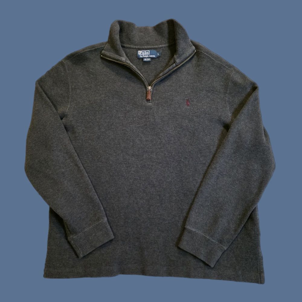 Polo Ralph Lauren VINTAGE Polo Ralph Lauren Pullover Sweater 1/4 Zip Mock Neck Charcoal Gray L Mens Knit Cotton Zipper Logo 90s Preppy Classic Size US L / EU 52-54 / 3 - 1 Thumbnail