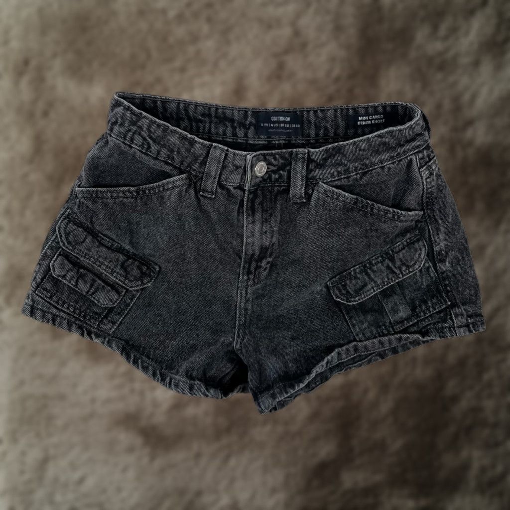 Cotton On Cotton On Shorts Womens 4 Black Mini Cargo Denim Jean Utility Pockets Casual Size 27" / US 4 / IT 40 - 1 Thumbnail