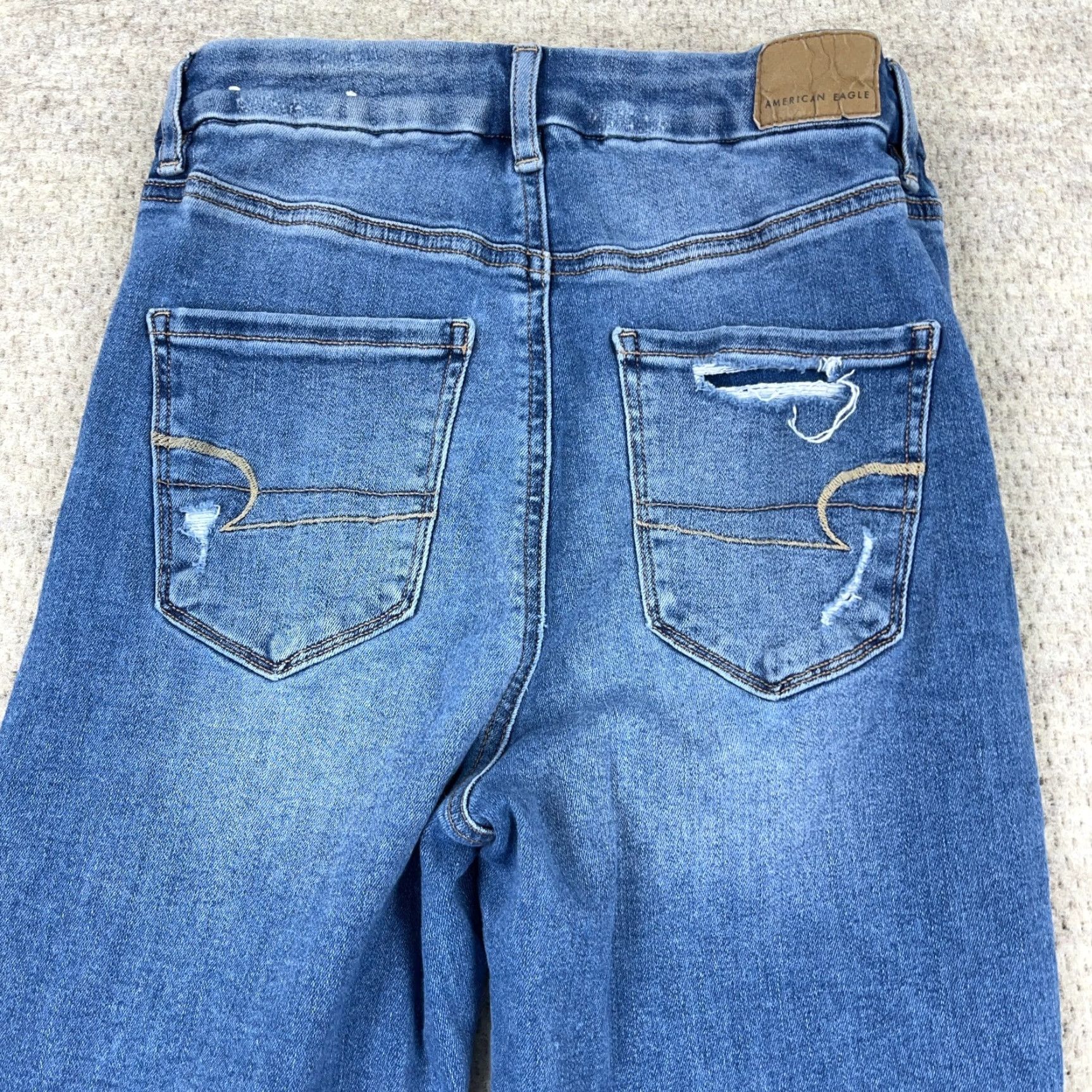 American Eagle Outfitters American Eagle Jeans Women High Rise Jegging Distressed Stretch Denim Blue Adult Size 4 Womens Size 27" / US 4 / IT 40 - 4 Thumbnail