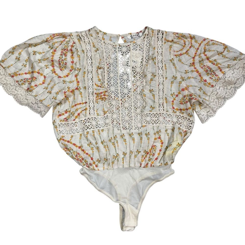 Free People NWT New $128 Free People Bali Tate Tapioca Bodysuit Size XS Size XS / US 0-2 / IT 36-38 - 3 Thumbnail