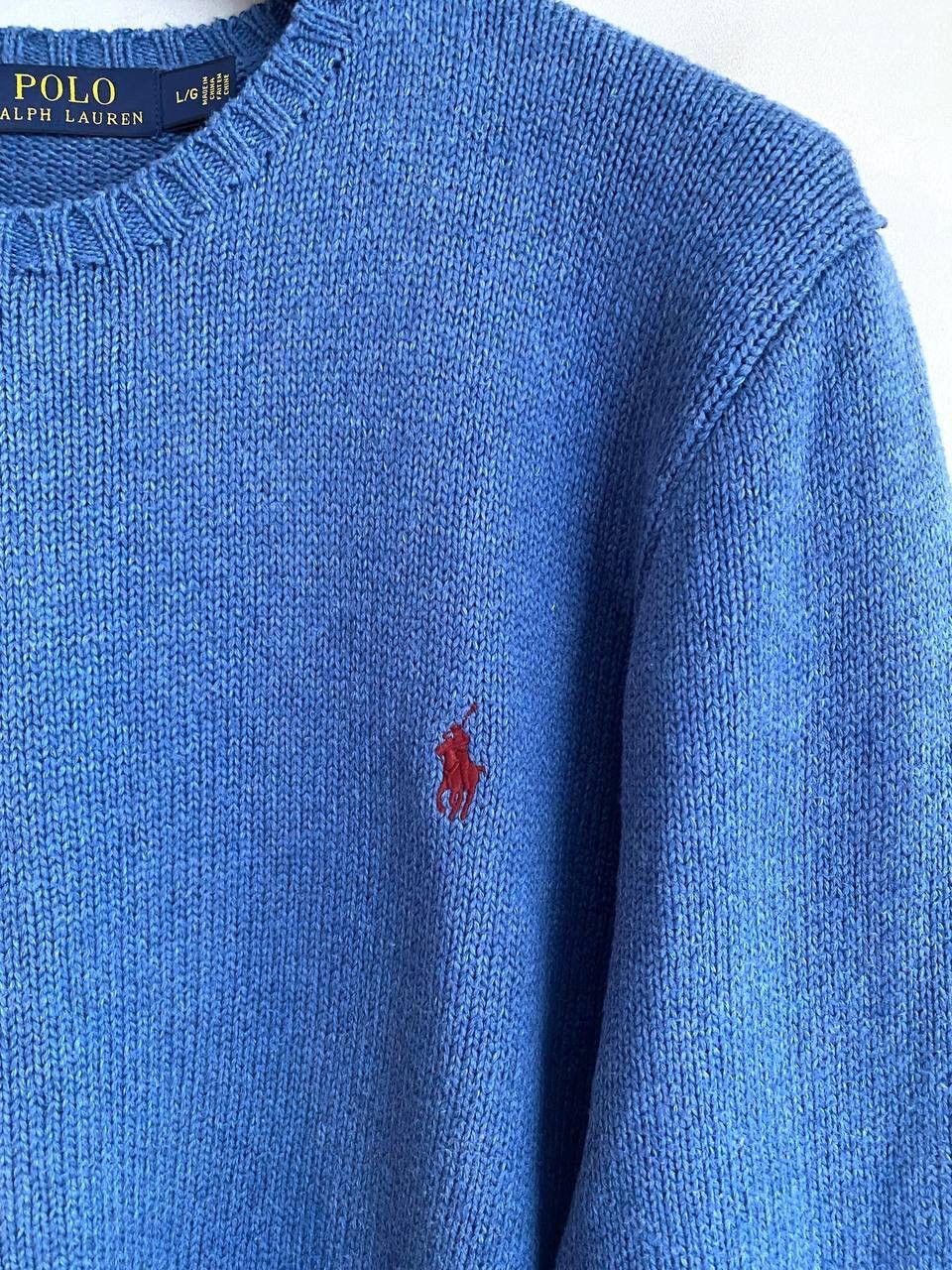 Polo Ralph Lauren Polo Ralph Lauren Men's Crew Neck Blue Knit Cotton Sweater L Size US L / EU 52-54 / 3 - 5 Thumbnail
