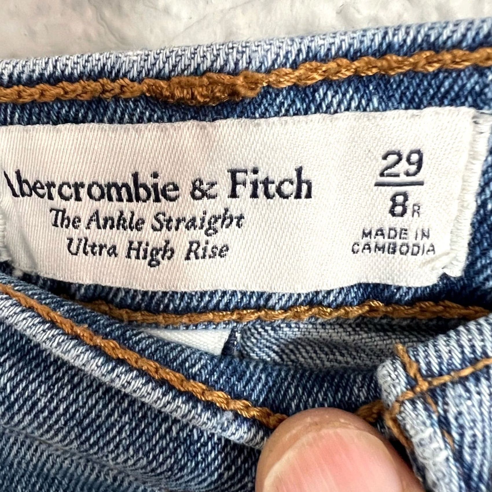 Abercrombie & Fitch Abercrombie & Fitch Curve Love The Ankle Straight Ultra High Rise 29/8R Women 29 Blue Straight Regular Jeans Size ONE SIZE - 5 Thumbnail