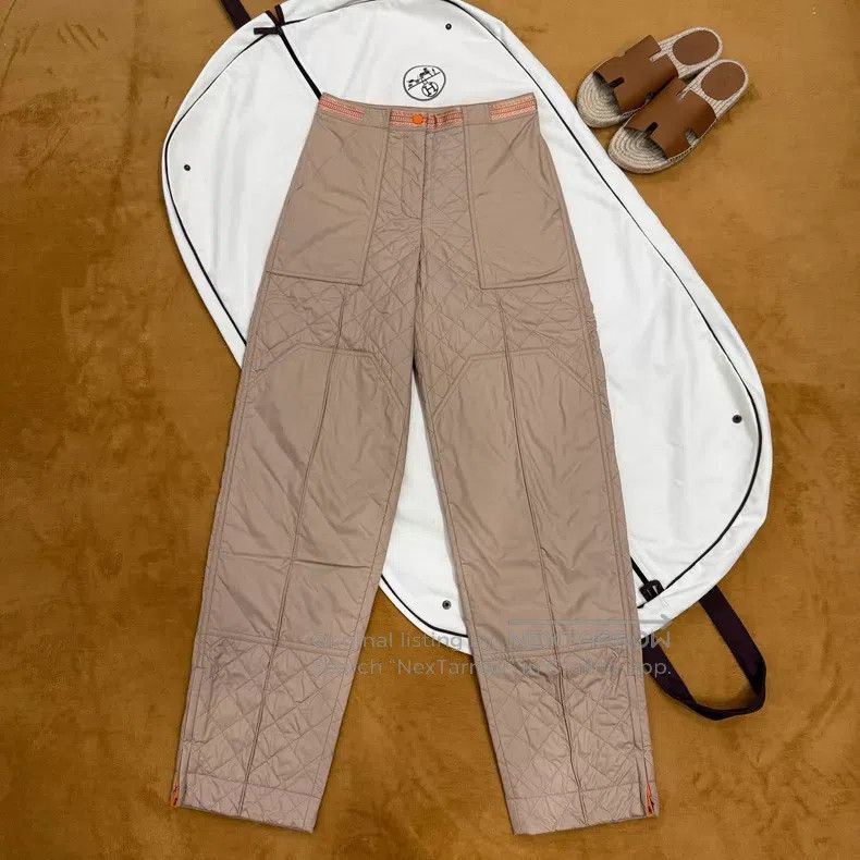 Hermes Hermes Khaki Diamond Zipper Casual Pants Size 42" / US 20 - 1 Thumbnail