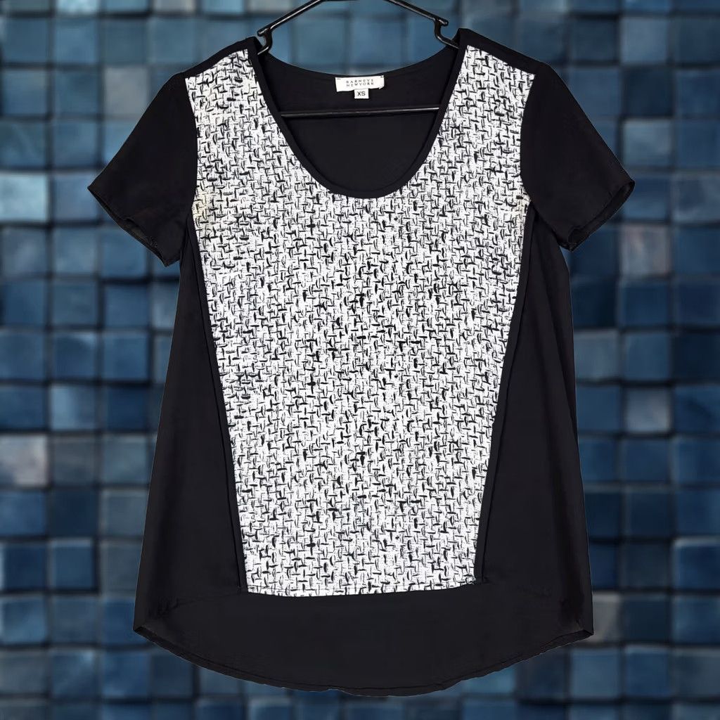 Vintage VINTAGE Barneys New York Women's Blouse Short Sleeve XS Gray Black Solid Top Adults XS Women's Barneys New York Gray Short Sleeve Blouse Size XS / US 0-2 / IT 36-38 - 1 Thumbnail