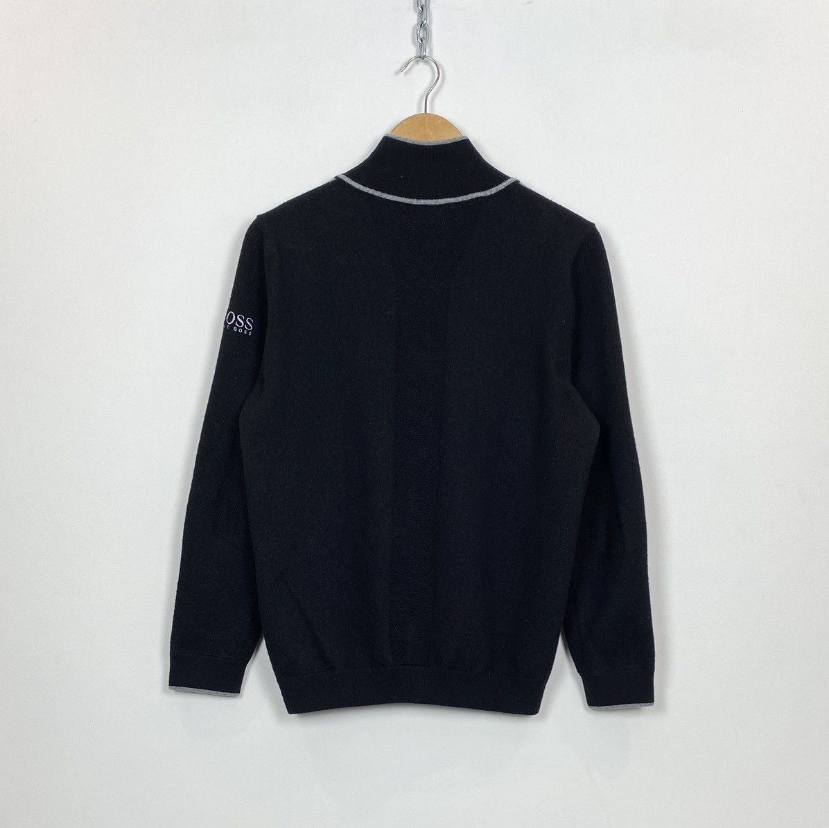 Designer Hugo Boss By Martin Kaymer 1/4 Zip Jumper Sweater Black knit Size US L / EU 52-54 / 3 - 10 Thumbnail