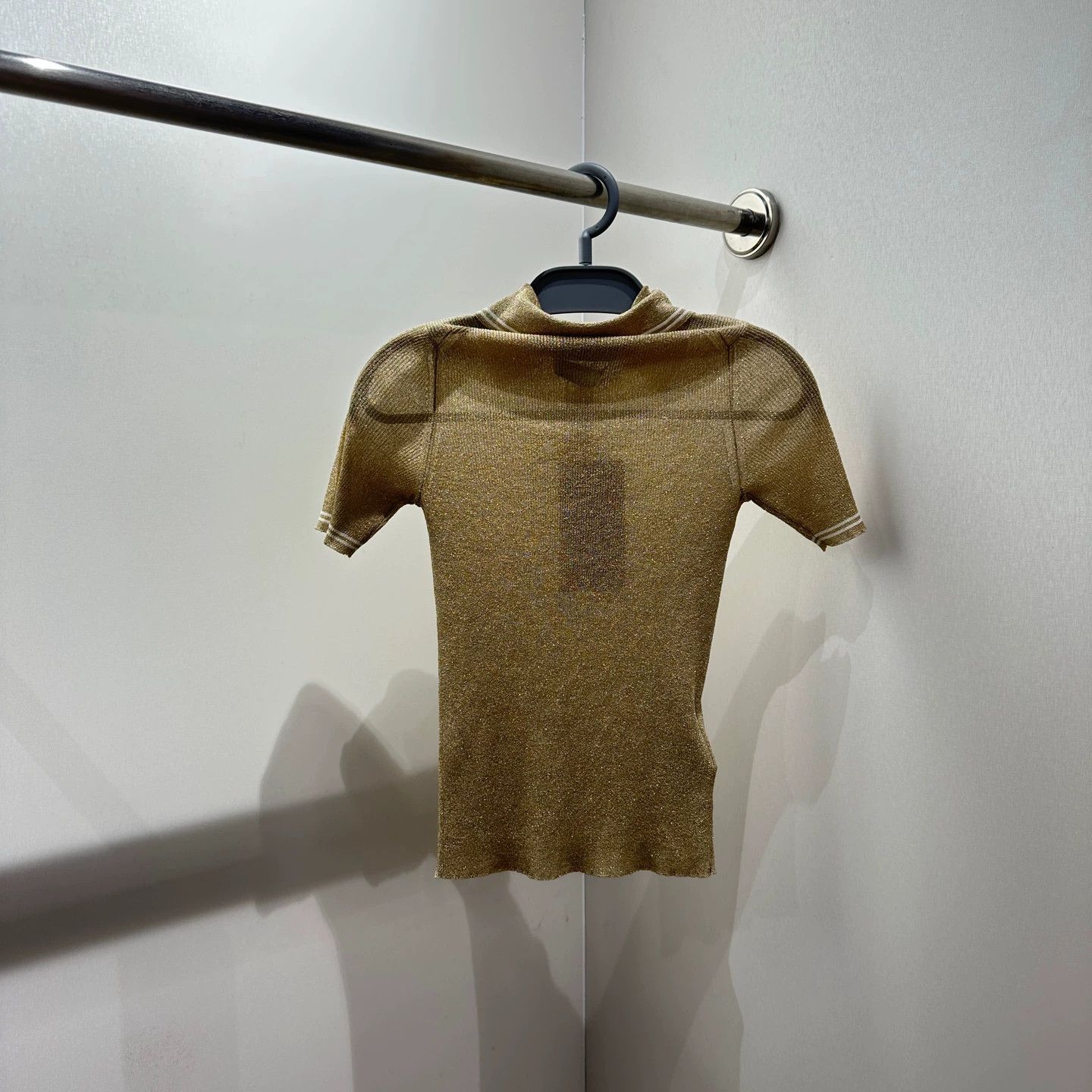 Miu Miu MIU MIU gold thread elastic logo knit shortPolo 36 Size XS / US 0-2 / IT 36-38 - 2 Thumbnail