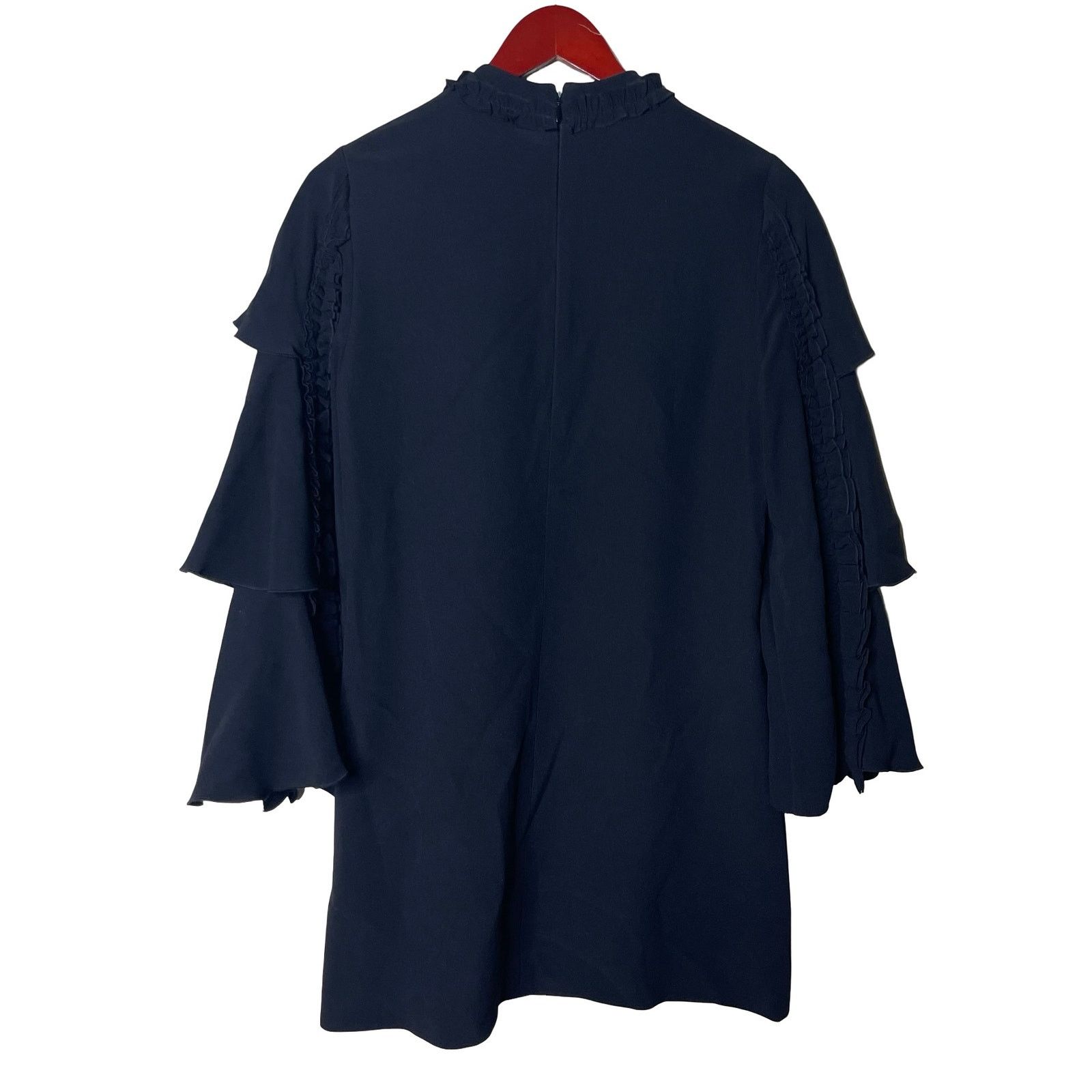 ALEXIS Alexis Black Marianne Tiered Bell-Sleeve Crepe Mini Dress Size M / US 6-8 / IT 42-44 - 4 Thumbnail