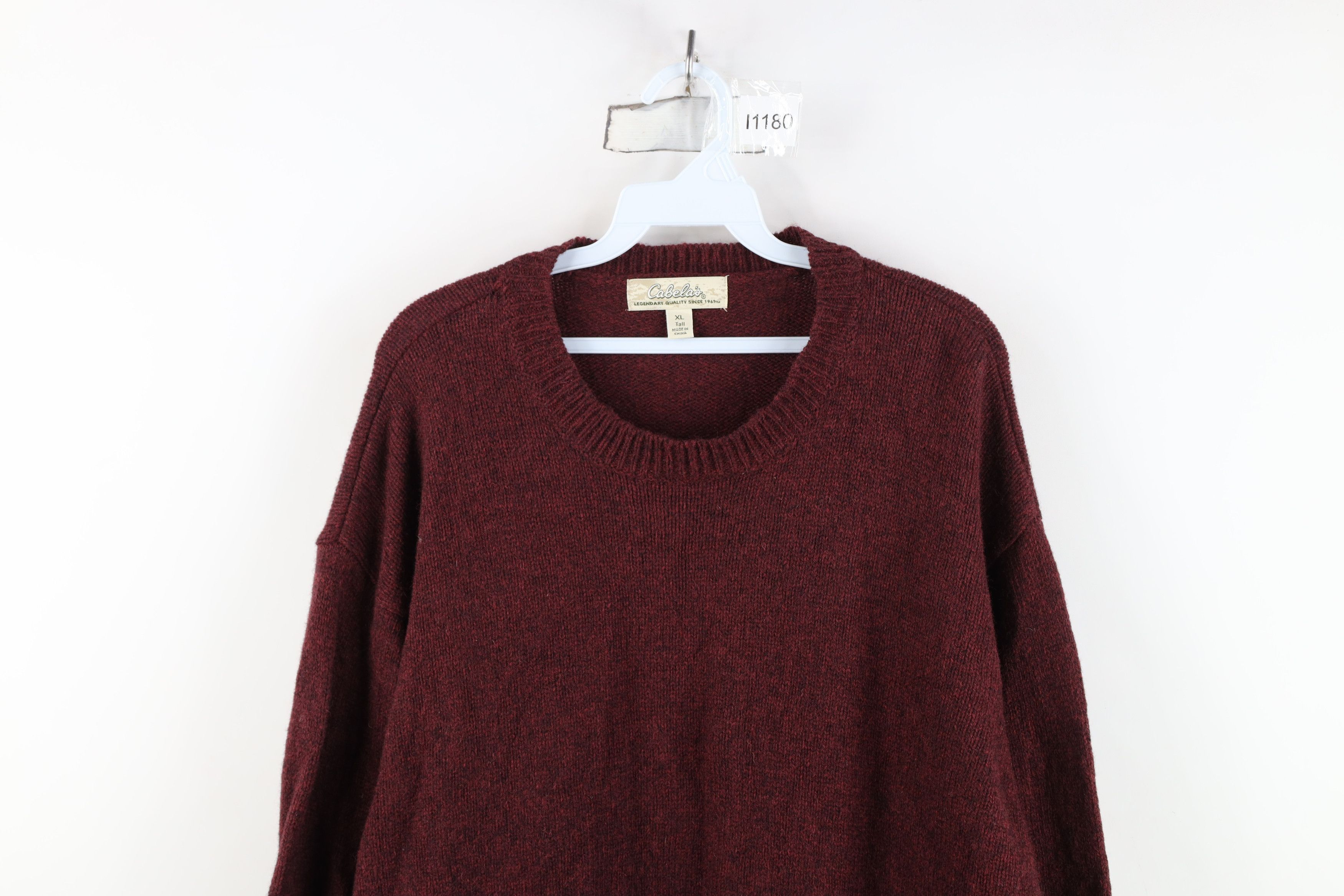Cabelas Vintage Cabelas Blank Wool Knit Crewneck Sweater Heather Red Size US XL / EU 56 / 4 - 2 Thumbnail