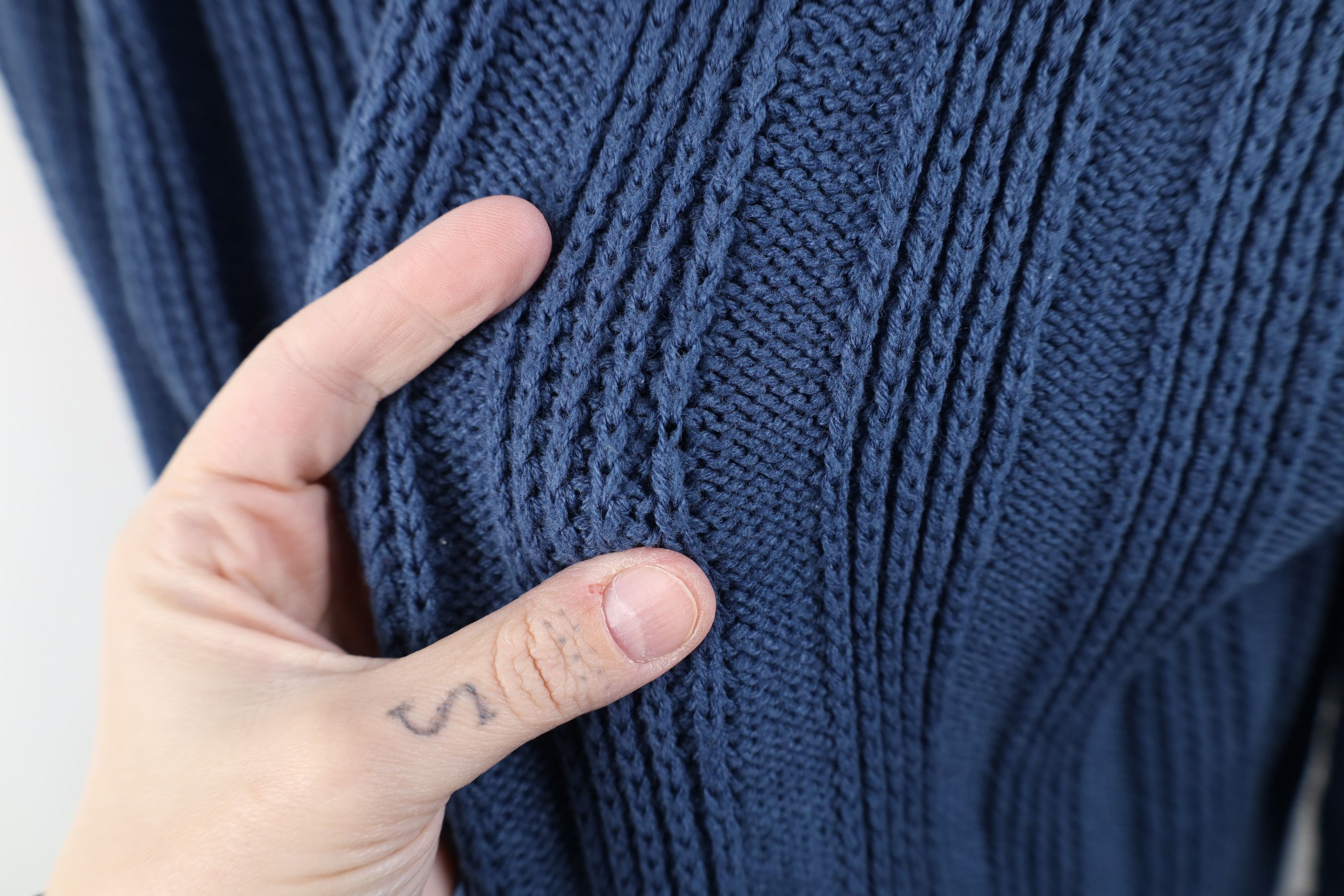 Vintage Vintage 90s Streetwear Ribbed Knit Crewneck Sweater Blue Size US L / EU 52-54 / 3 - 4 Thumbnail