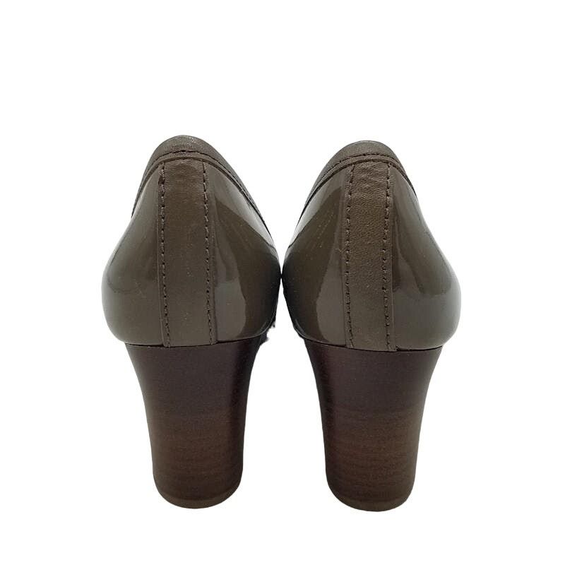 Tory Burch Tory Burch Aaden Grey Patent Leather Stacked Pump Size 8 Size US 8 / IT 38 - 6 Thumbnail