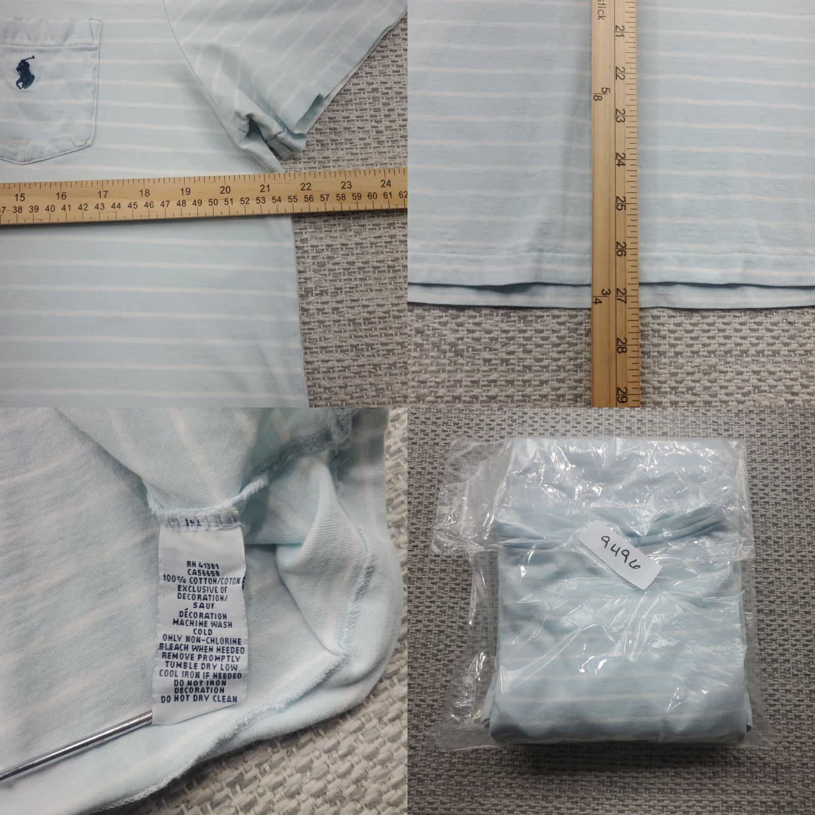 Ralph Lauren Polo Ralph Lauren Custom Fit T-Shirt Multicolor Striped Slim XL Mens Crew Neck Short Sleeve Light Blue Size US XL / EU 56 / 4 - 8 Thumbnail