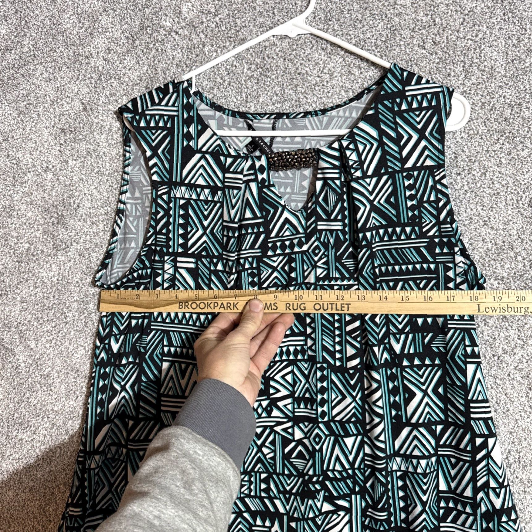 Vintage Zac & Rachel Top Womens Large Beho Retro Y2K Asymmetrical Beaded Aztec Tribal Tank Sleeveless Round Neck Pullover Casual Breathable Stretch Size L / US 10 / IT 46 - 3 Thumbnail