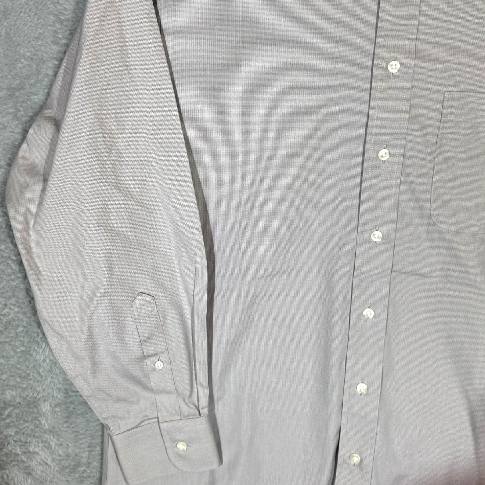 Vintage Gold Label Dress Shirt Mens 16 / 33 Gray 100% Cotton Button Front Long Sleeve Business Office Formal Shirt Size 42R - 3 Thumbnail