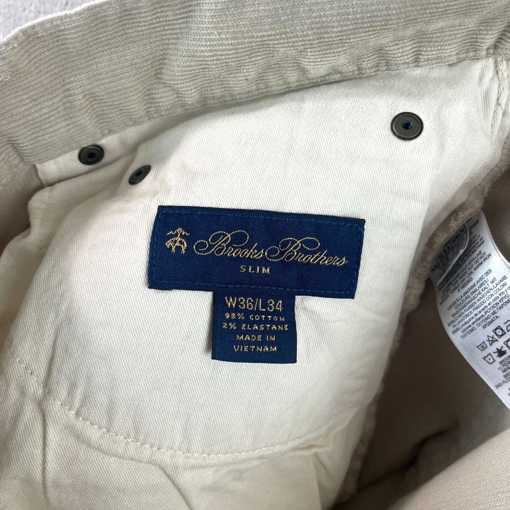 Brooks Brothers Brooks Brothers 5 Pocket Slim Fit Pants 36x34 Corduroy Beige Regular Men Straight Chino NWT Size US 36 / EU 52 - 4 Thumbnail