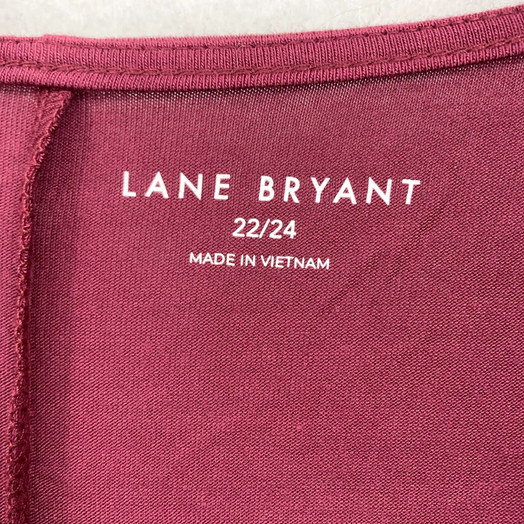 Vintage Lane Bryant Wrap Top Blouse Women's Plus 22/24 Red 3/4 Sleeve Scoop Neck Stretch Casual Career Size 3XL / US 20-22 - 4 Thumbnail