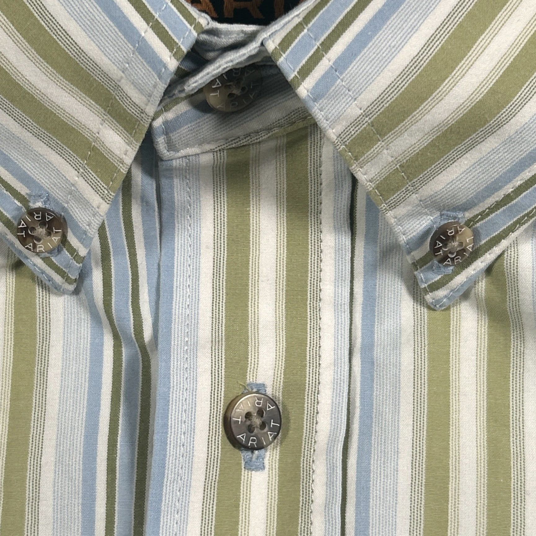 Ariat Ariat Button Down Long Sleeve Shirt Mens M Striped Blue Green Pattern Size US M / EU 48-50 / 2 - 2 Thumbnail