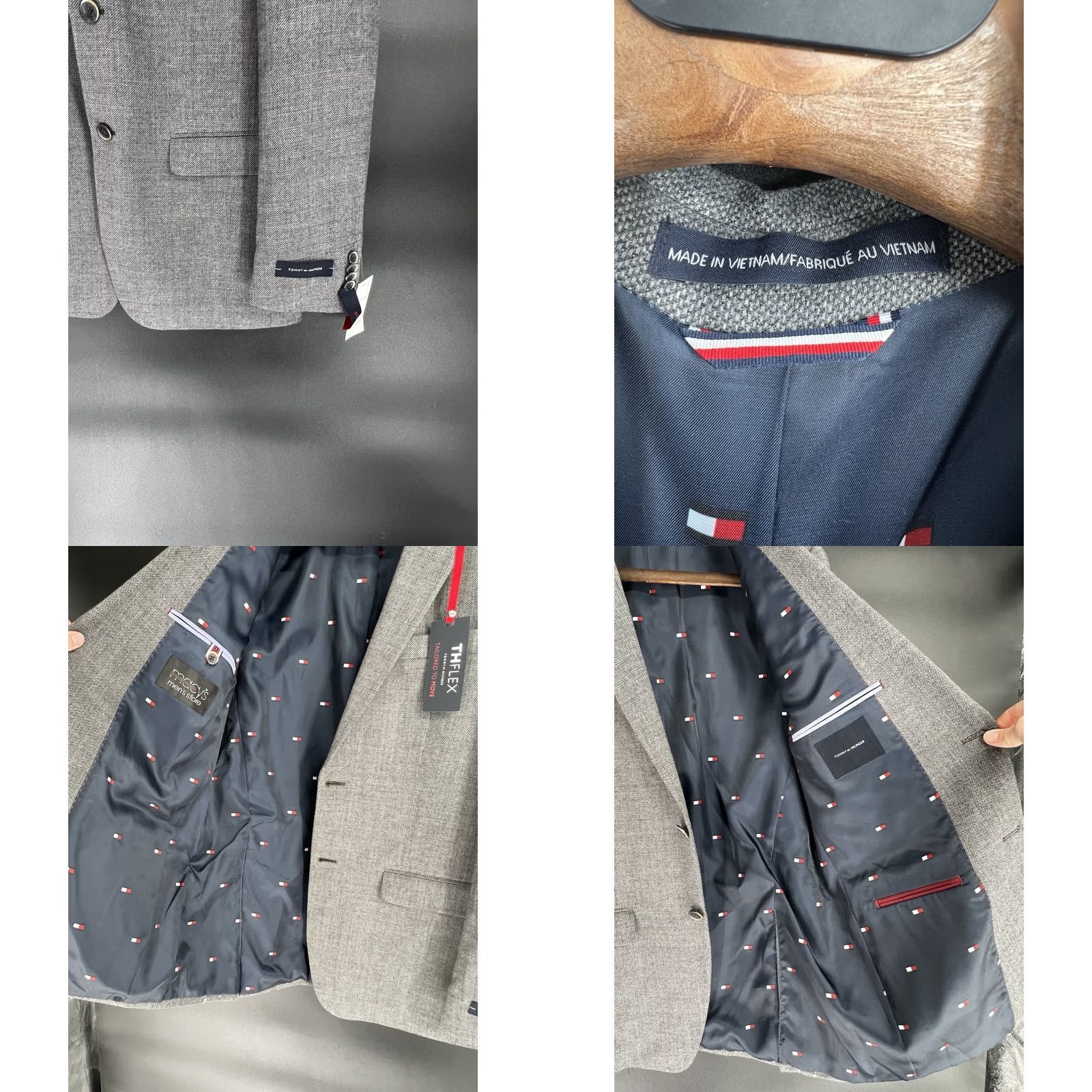 Tommy Hilfiger Tommy Hilfiger Sport Coat Jacket Gray 40 L Modern Fit Notch Lapel Double-Vented Plaid Wool Blend Formal Casual Mens Regular Blazer Coat Size 40R - 8 Thumbnail