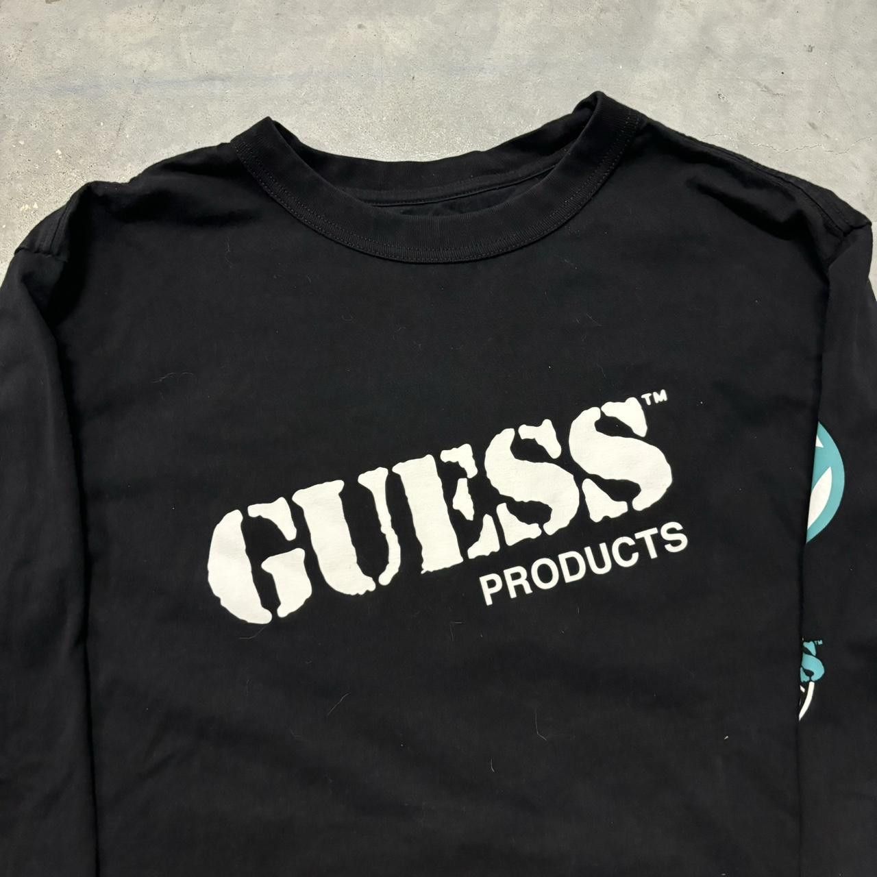 Guess × Vintage Crazy Vintage Y2K/2000s Black Guess Streetwear Longslevee Tee! Size US L / EU 52-54 / 3 - 2 Thumbnail