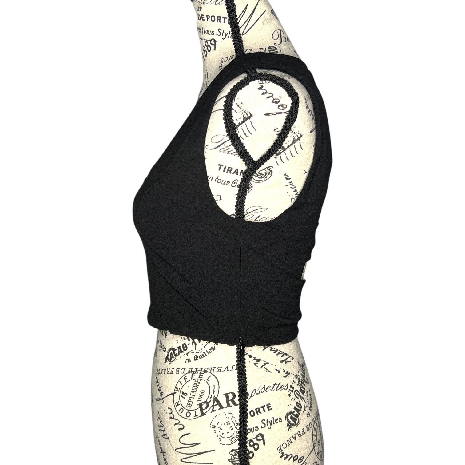 Krisa Open Cut Out Strap Back Scoop Neck Zip Side Crop Top Size S / US 4 / IT 40 - 3 Thumbnail