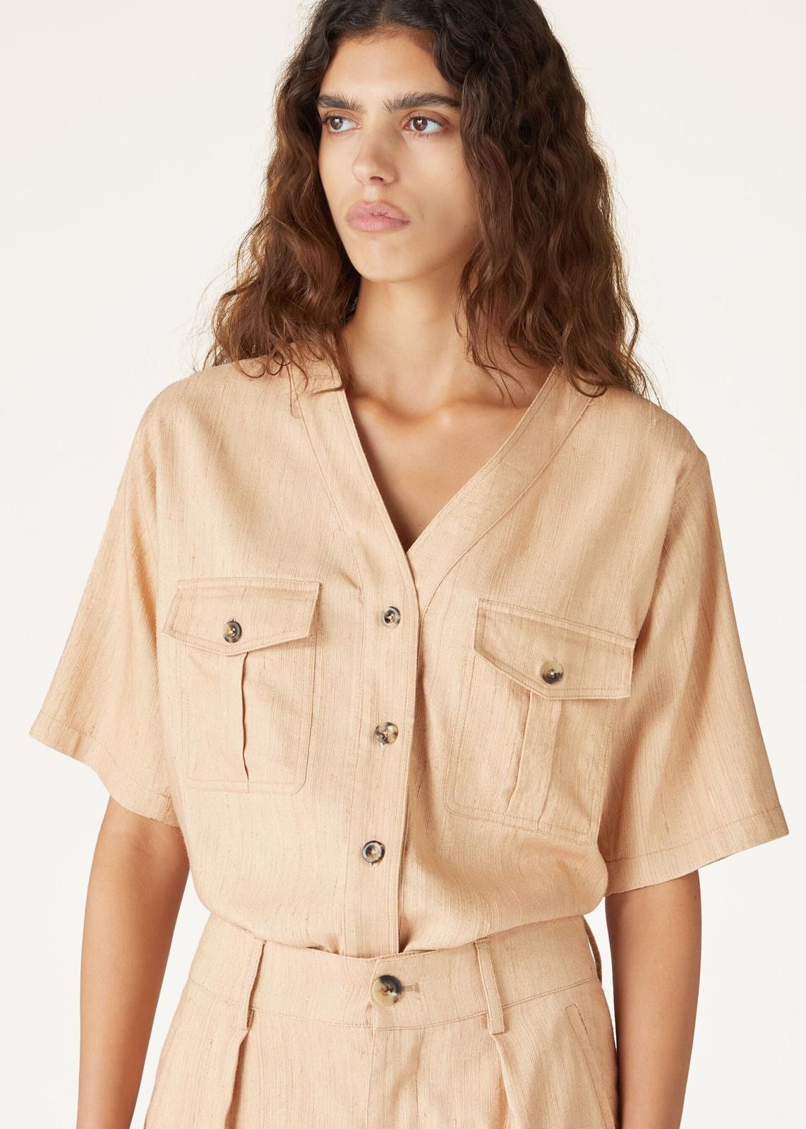 Loro Piana o1srvl11e0725 FAN7463 Silk Abir Shirt in Beige Size L / US 10 / IT 46 - 7 Thumbnail