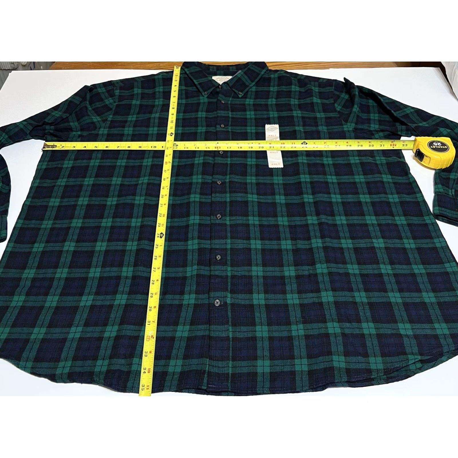 Vintage St. John's Bay Shirt Mens 4XLT Flannel Button-Up Green Plaid Big & Tall Classic Fit Easy Care Pockets Size US XXL / EU 58 / 5 - 4 Thumbnail