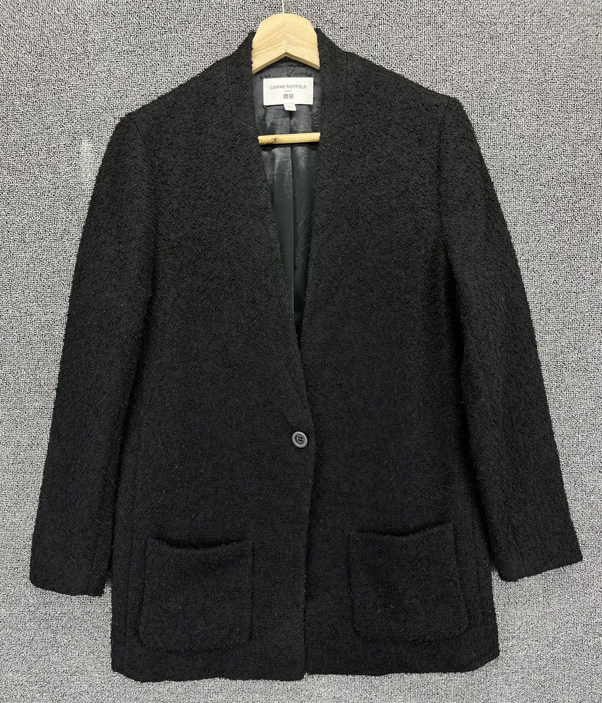 Japanese Brand Carine Roitfeld Uniqlo Black Wool Cardigan Jacket Size L / US 10 / IT 46 - 1 Thumbnail