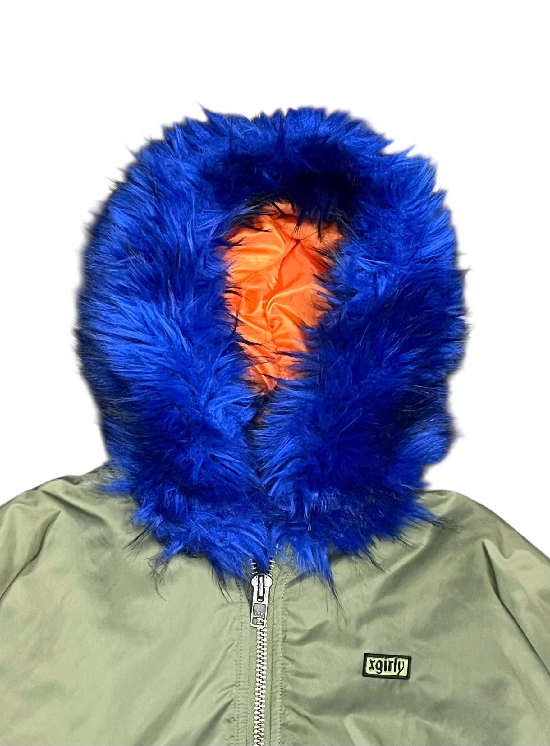 X-Girl 🔥GORGEOUS X-GIRL Ice Blue Fur MA-1 Bomber Jacket Vintage Size M / US 6-8 / IT 42-44 - 5 Thumbnail