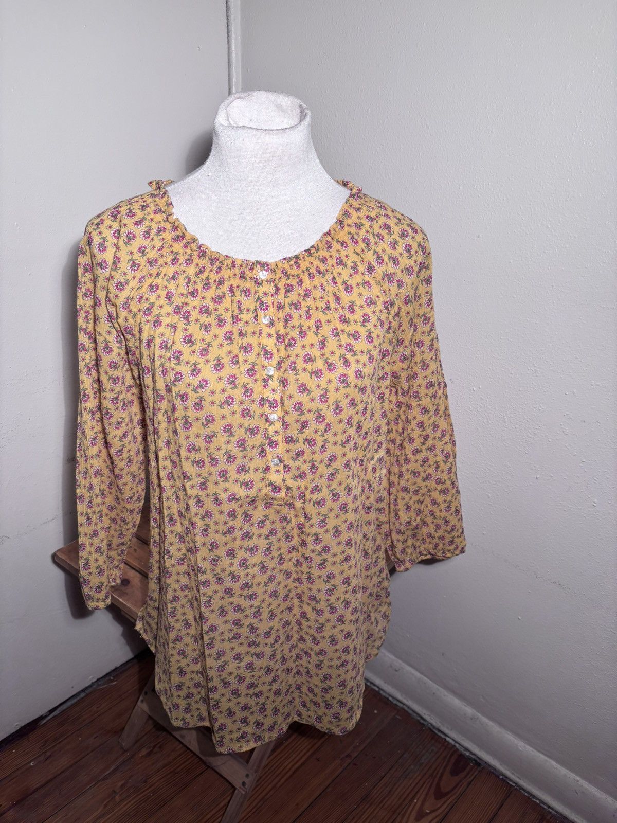 Other Chaps Floral Peasant Blouse Size S / US 4 / IT 40 - 2 Thumbnail