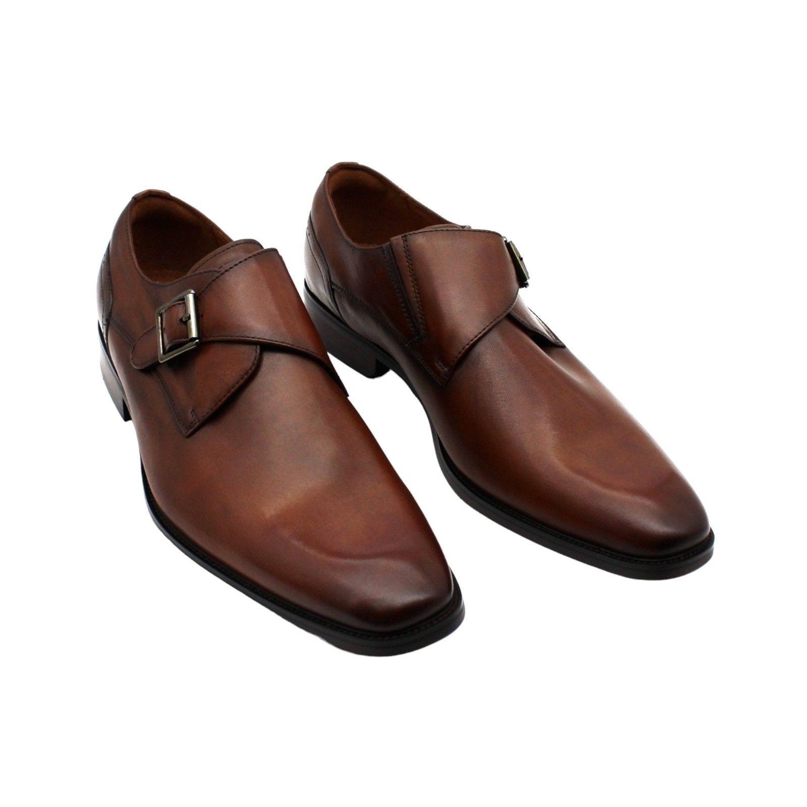 Florsheim Sorrento Plain Toe Single Monk Strap (Cognac Smoot