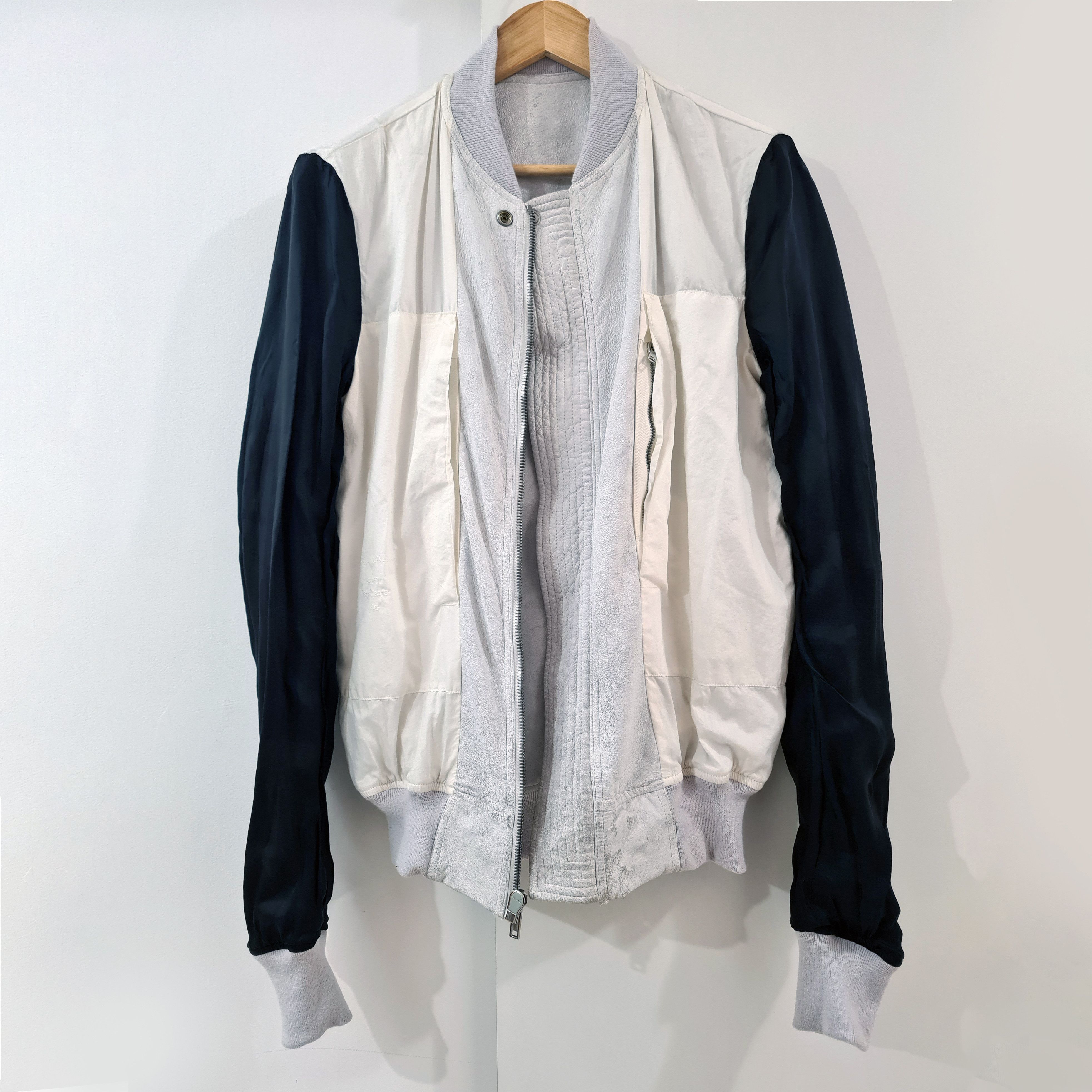 Rick Owens Chalk White Bomber Jacket in Blistered Lamb Leather MA-1 OBO Size US S / EU 44-46 / 1 - 10 Thumbnail