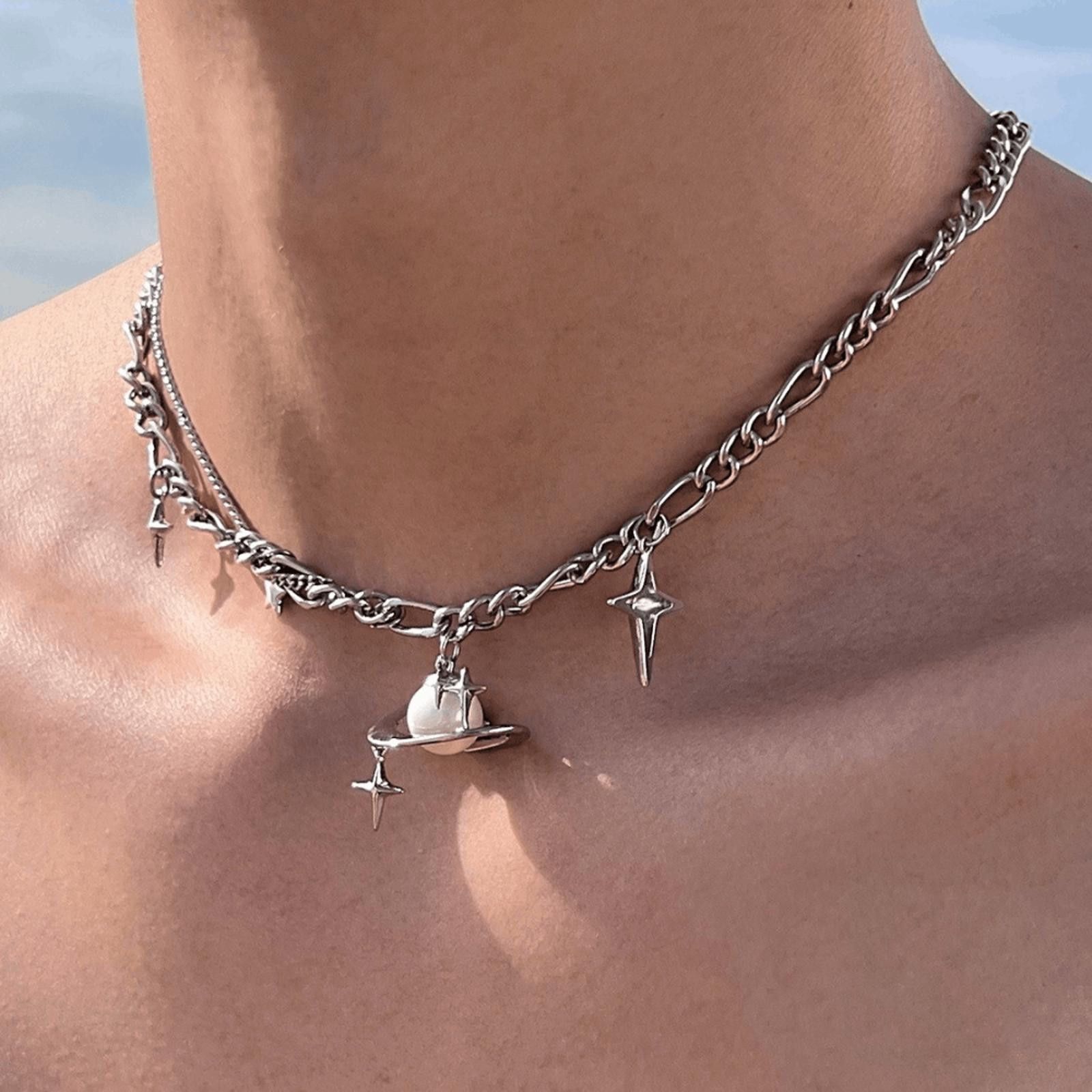 Jewelry Saturn Charm Chain Necklace Size ONE SIZE - 1 Thumbnail
